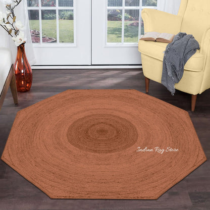 Artistic Hand Braided Brown Jute Entry Way Round Area Rug