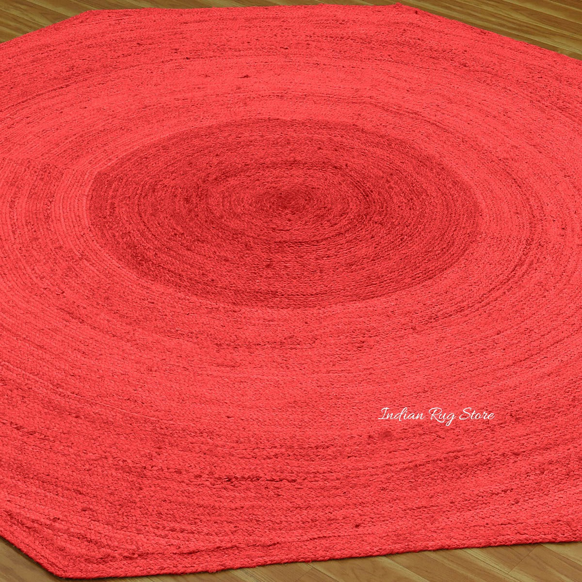 Trendy Hand Braided Red Jute Bed Room Round Area Rug