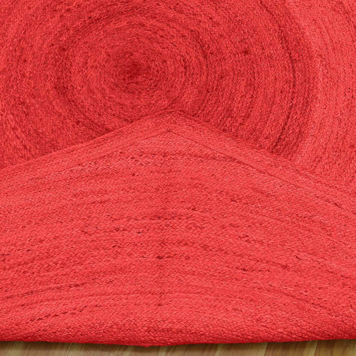 Trendy Hand Braided Red Jute Bed Room Round Area Rug - Indian Rug Store