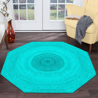 Hand Braided Turquoise Blue Outdoor Decor Jute Rug - Indian Rug Store