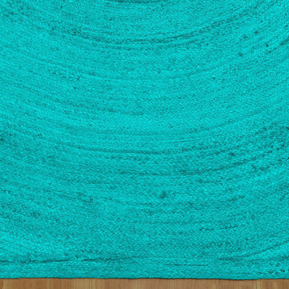 Hand Braided Turquoise Blue Outdoor Decor Jute Rug - Indian Rug Store