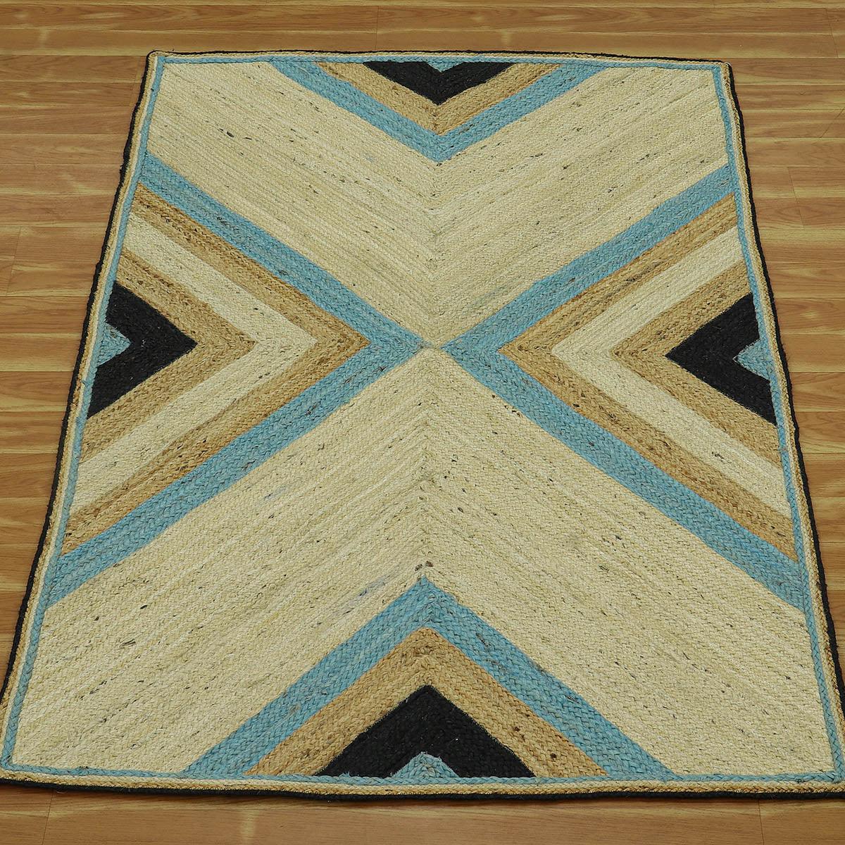 Traditional Multicolor Hand Braided Farm House Jute Area Rug - Indian Rug Store