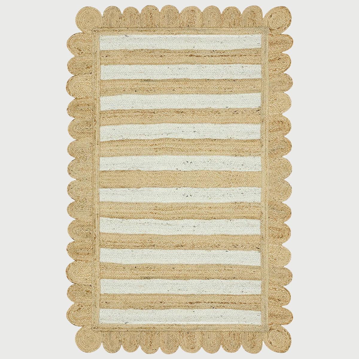 Attractive Beige Off White Hand Braided Entry Way Jute Area Rug - Indian Rug Store