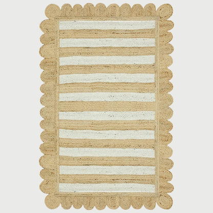 Attractive Beige Off White Hand Braided Entry Way Jute Area Rug - Indian Rug Store