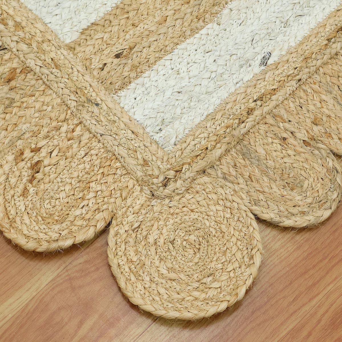 Attractive Beige Off White Hand Braided Entry Way Jute Area Rug - Indian Rug Store