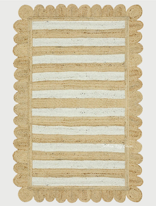 Attractive Beige Off White Hand Braided Entry Way Jute Area Rug