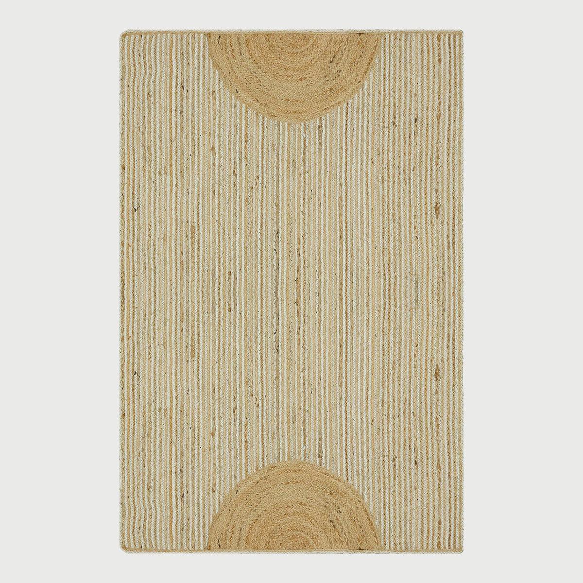 Natural Fiber Beige White Hand Braided Living Room Jute Area Rug - Indian Rug Store