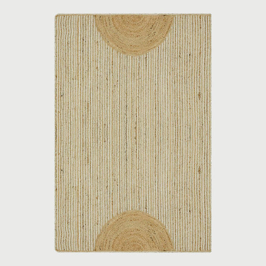 Natural Fiber Beige White Hand Braided Living Room Jute Area Rug - Indian Rug Store