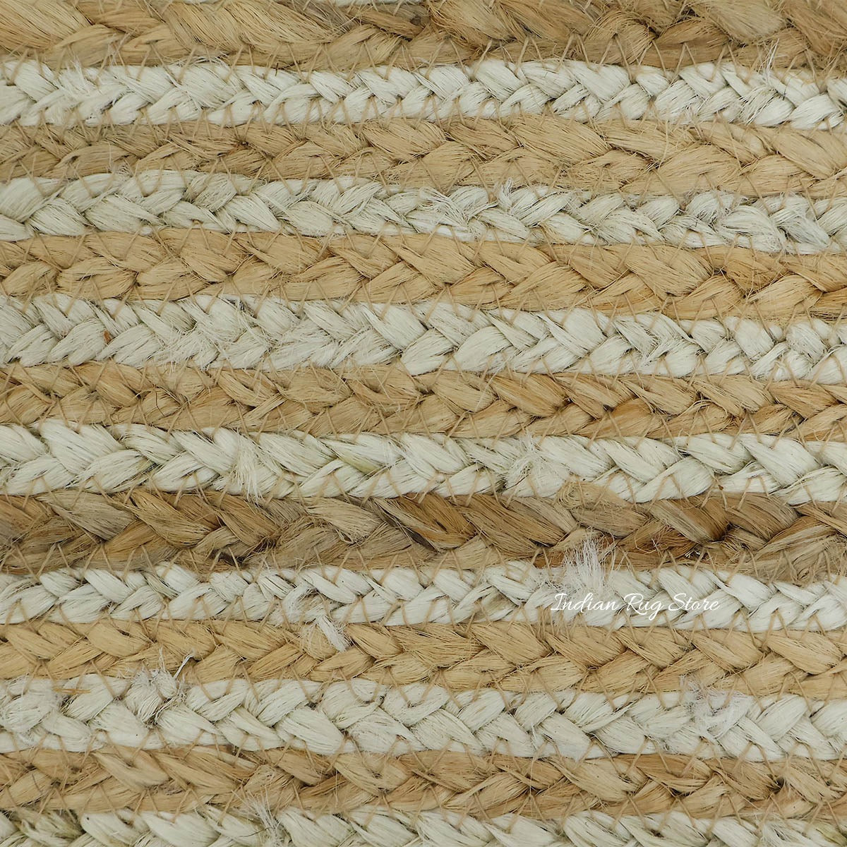 Natural Fiber Beige White Hand Braided Living Room Jute Area Rug