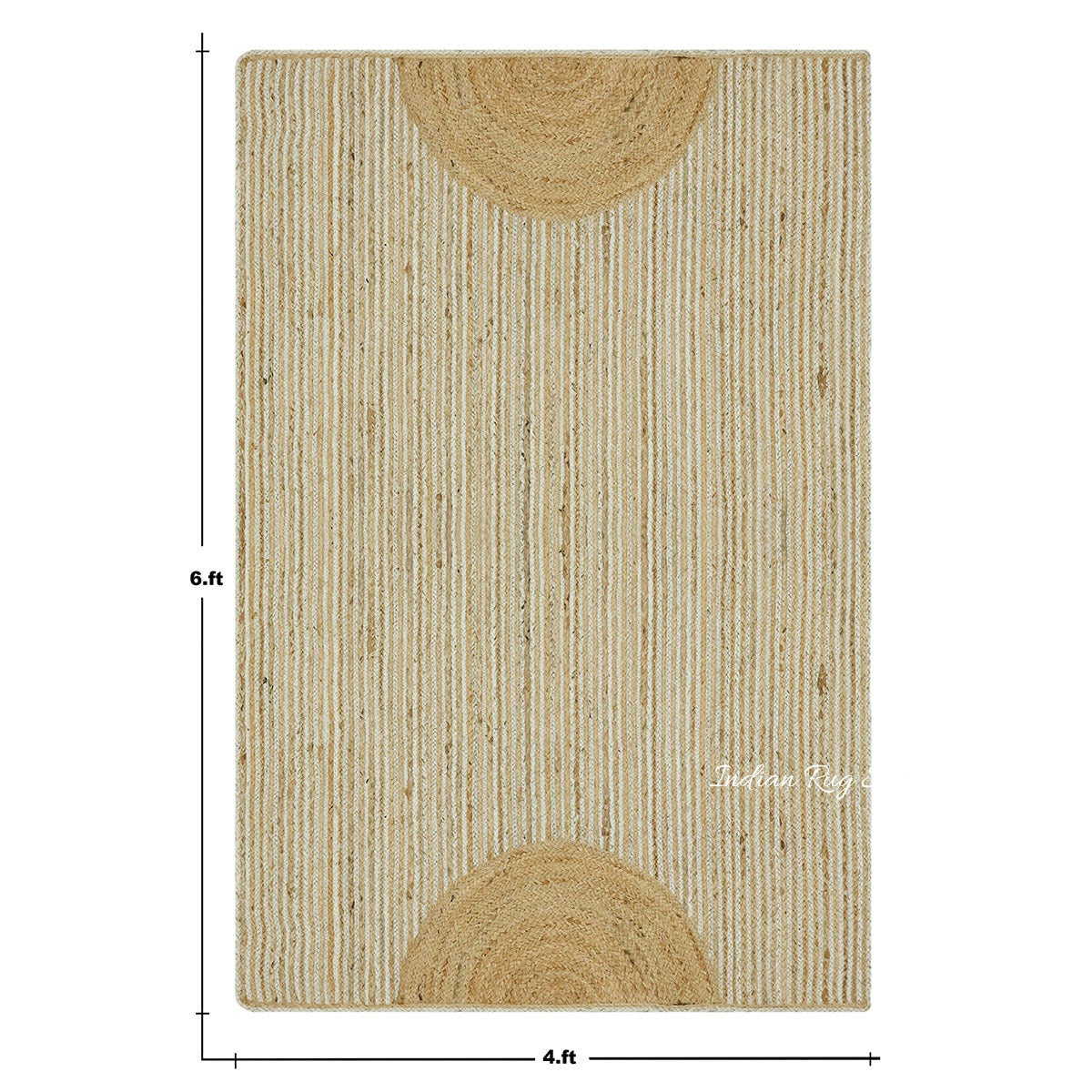 Natural Fiber Beige White Hand Braided Living Room Jute Area Rug