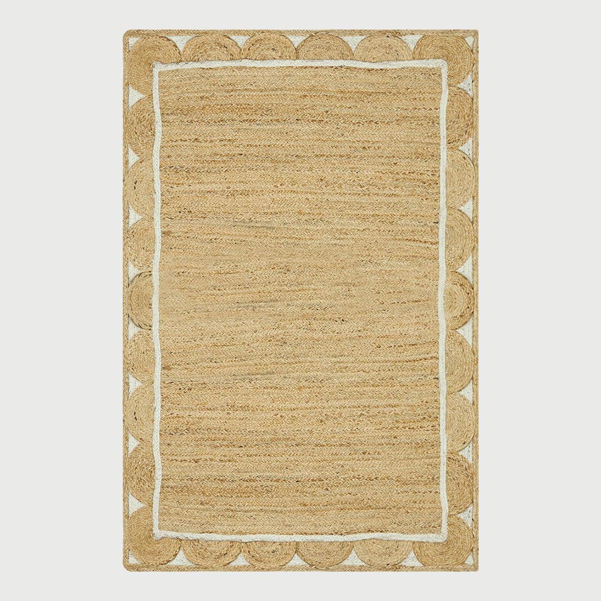 Eco Friendly Beige White Hand Braided Entry Way Jute Area Rug - Indian Rug Store