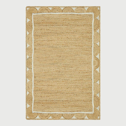 Eco Friendly Beige White Hand Braided Entry Way Jute Area Rug - Indian Rug Store