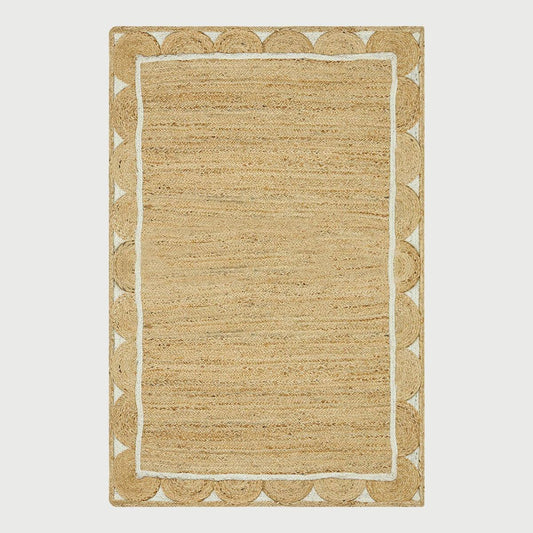 Eco Friendly Beige White Hand Braided Entry Way Jute Area Rug - Indian Rug Store