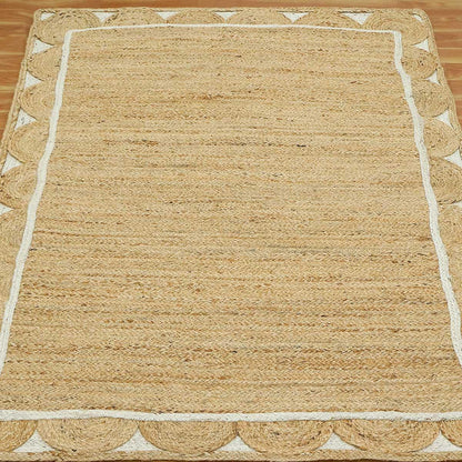 Eco Friendly Beige White Hand Braided Entry Way Jute Area Rug - Indian Rug Store