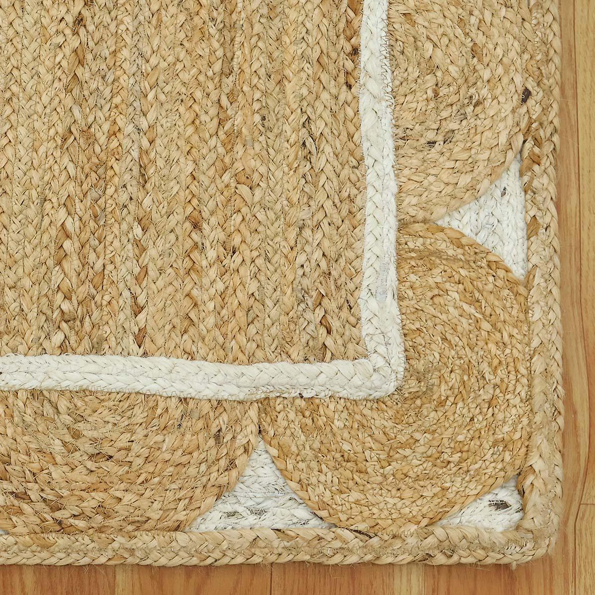 Eco Friendly Beige White Hand Braided Entry Way Jute Area Rug - Indian Rug Store