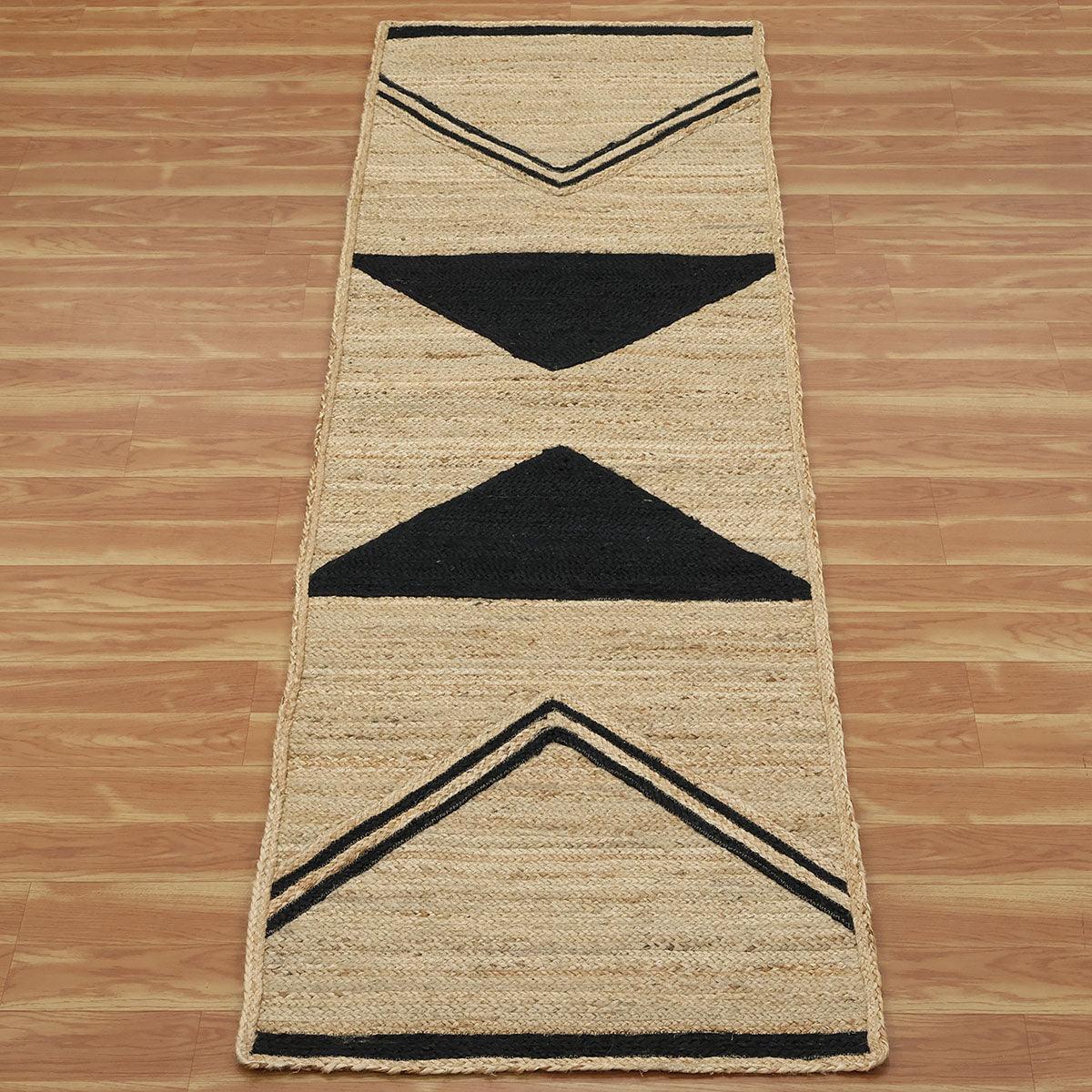 Trendy Beige Black Hand Braided Sea House Jute Area Rug - Indian Rug Store