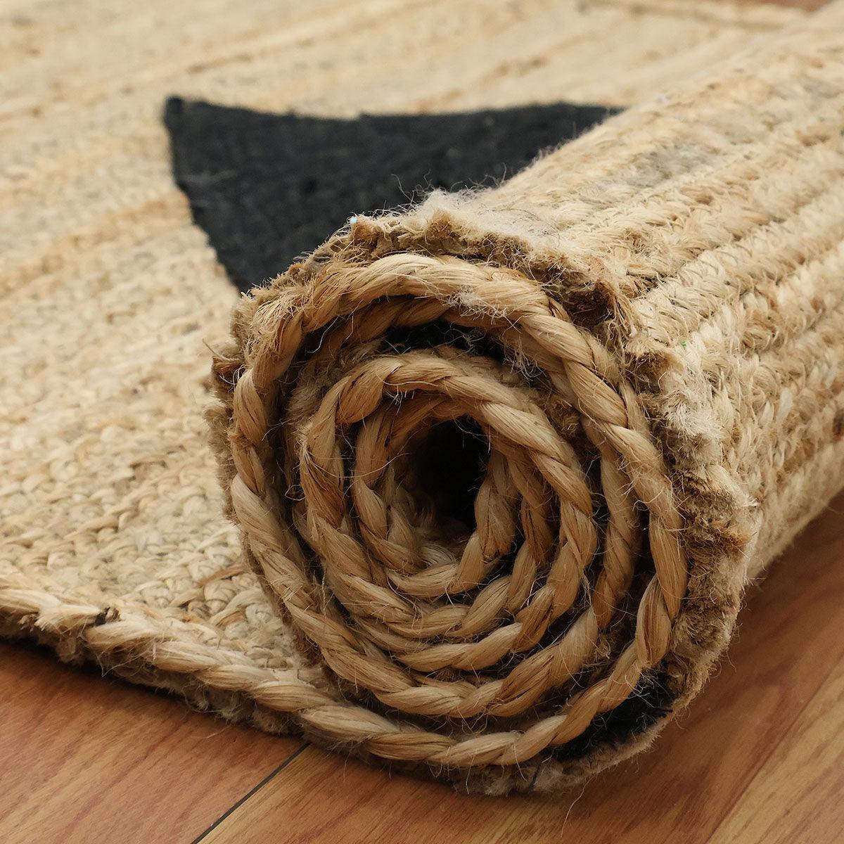 Trendy Beige Black Hand Braided Sea House Jute Area Rug - Indian Rug Store