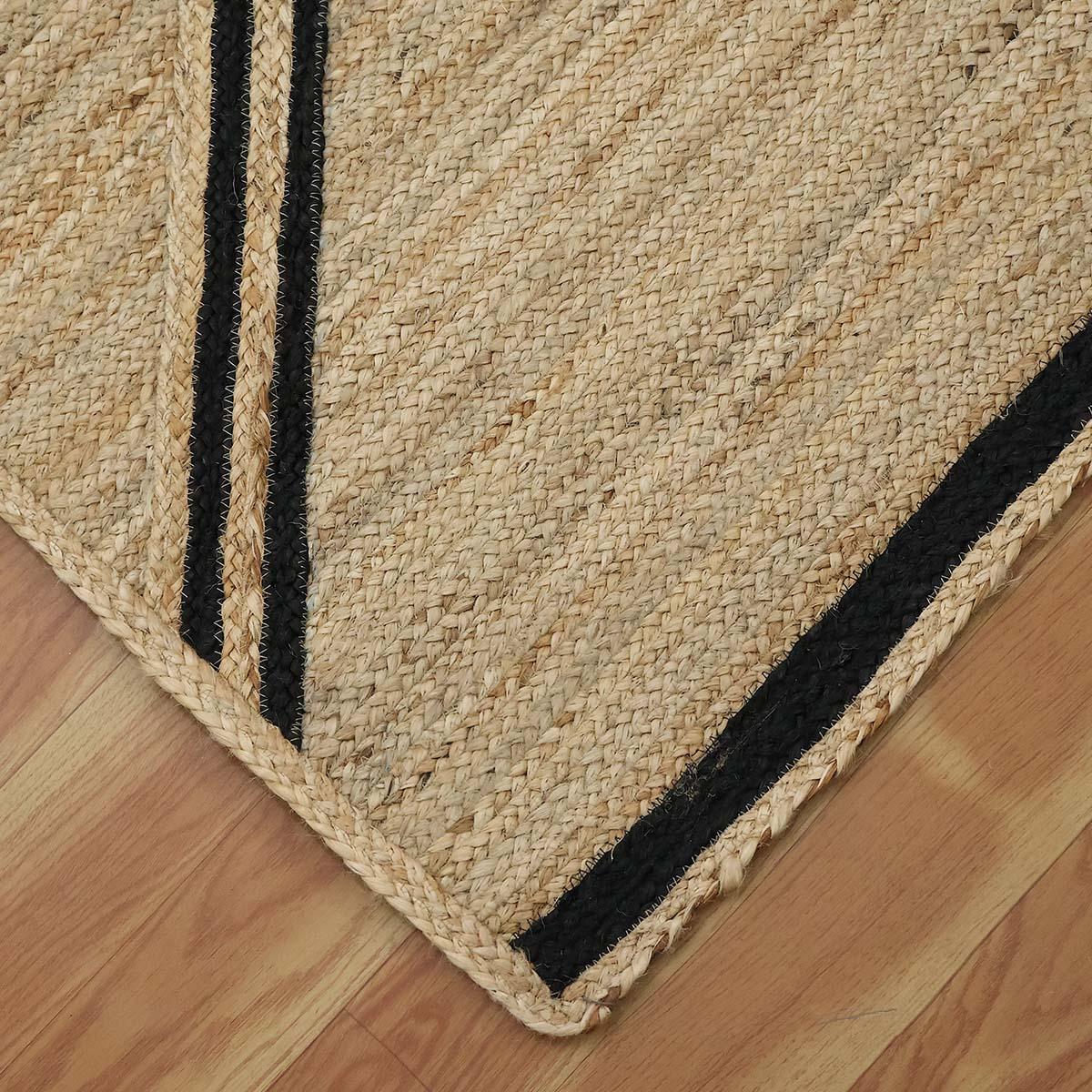 Trendy Beige Black Hand Braided Sea House Jute Area Rug - Indian Rug Store