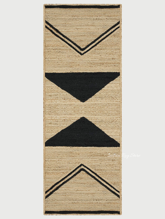 Trendy Beige Black Hand Braided Sea House Jute Area Rug