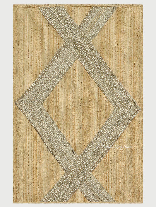 Classic Beige Brown Hand Braided Indoor Jute Area Rug