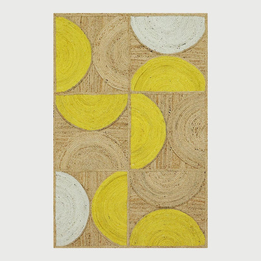 Traditional Beige Yellow Hand Braided Entry Way Jute Area Rug - Indian Rug Store