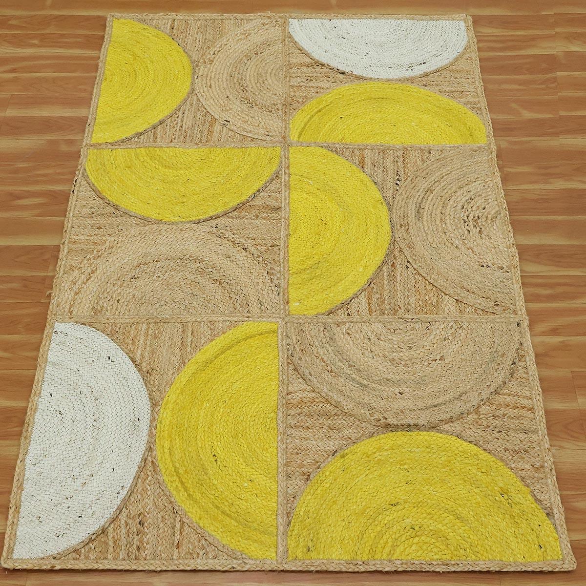 Traditional Beige Yellow Hand Braided Entry Way Jute Area Rug - Indian Rug Store