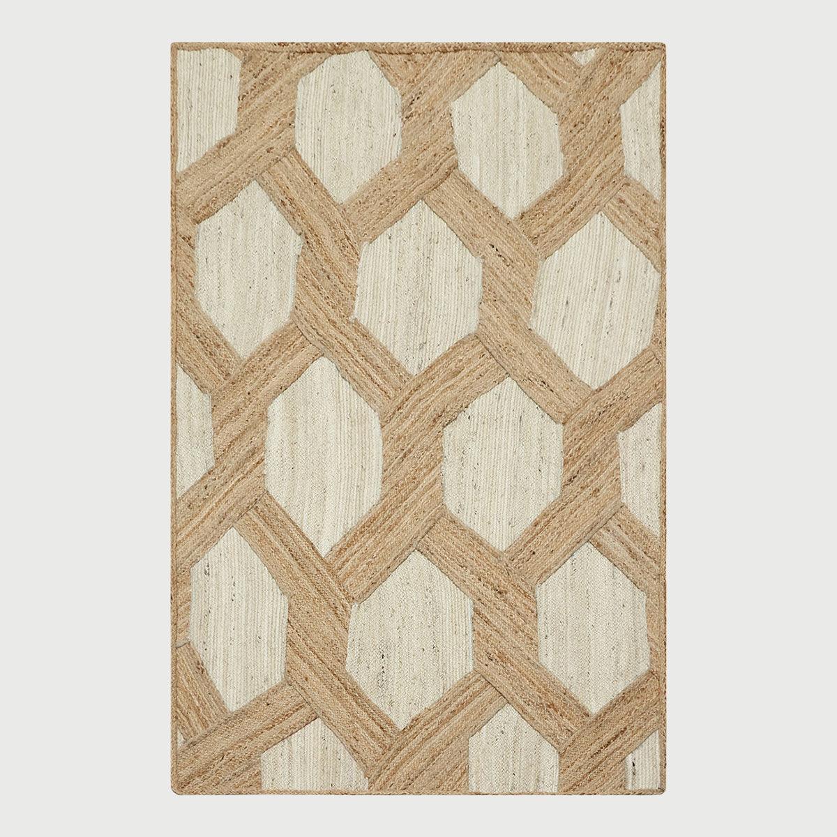 Indian Hand Braided Beige White Jute Dining Area Rug - Indian Rug Store