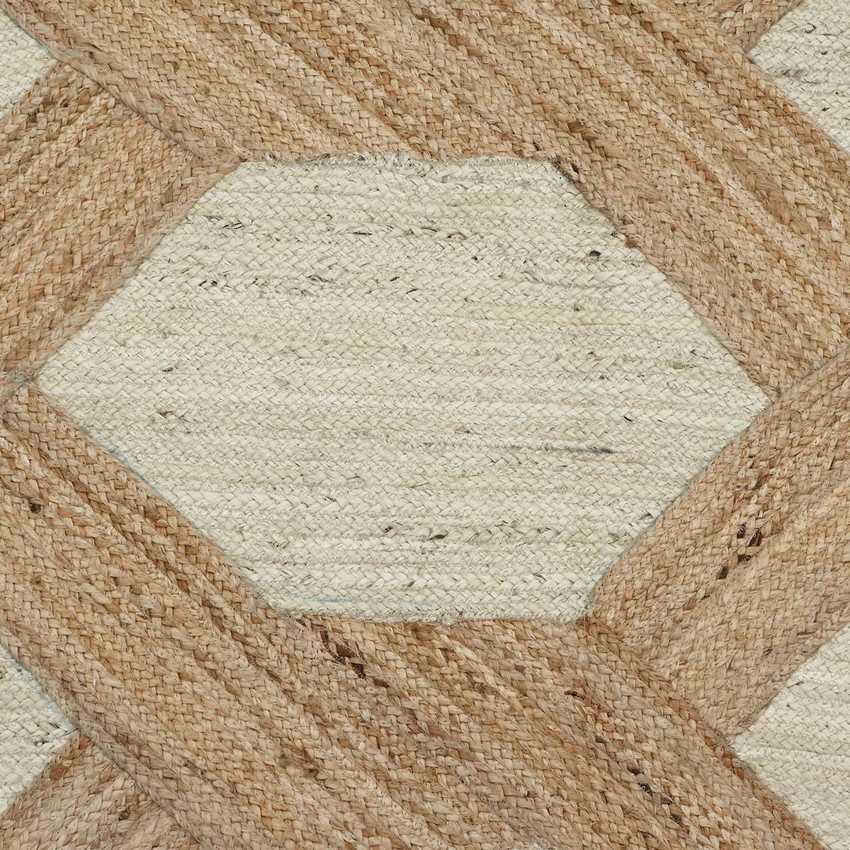 Indian Hand Braided Beige White Jute Dining Area Rug - Indian Rug Store