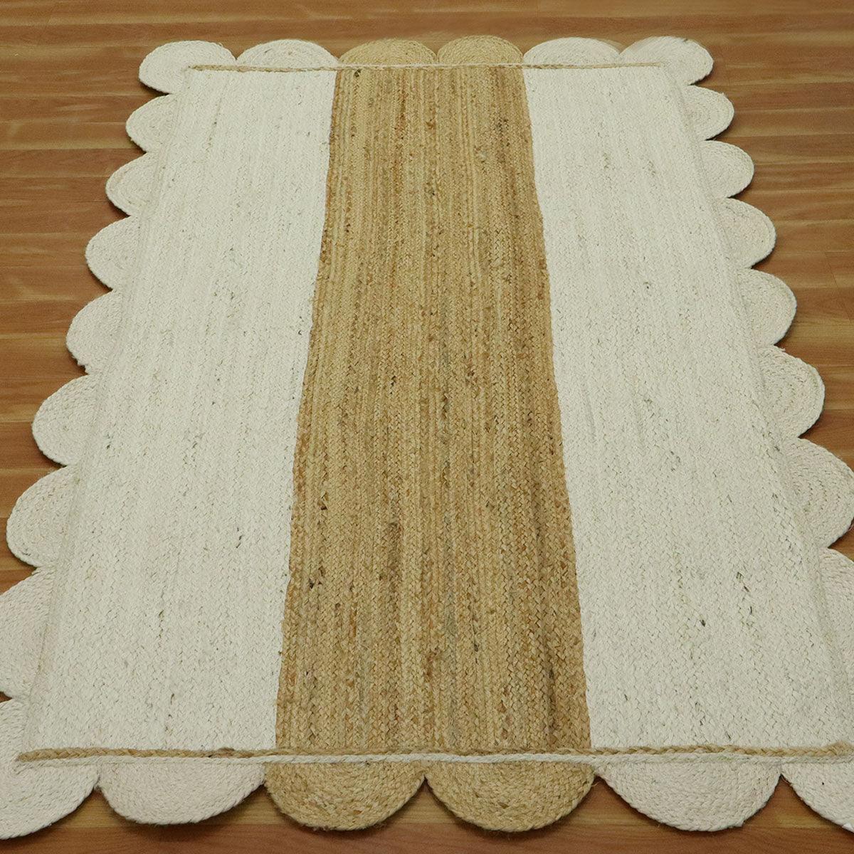 Hand Braided Jute Scalloped Attractive Living Area Rug - Indian Rug Store