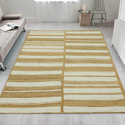 Handmade Hand Braided Jute Striped Modern Area Rug - Indian Rug Store