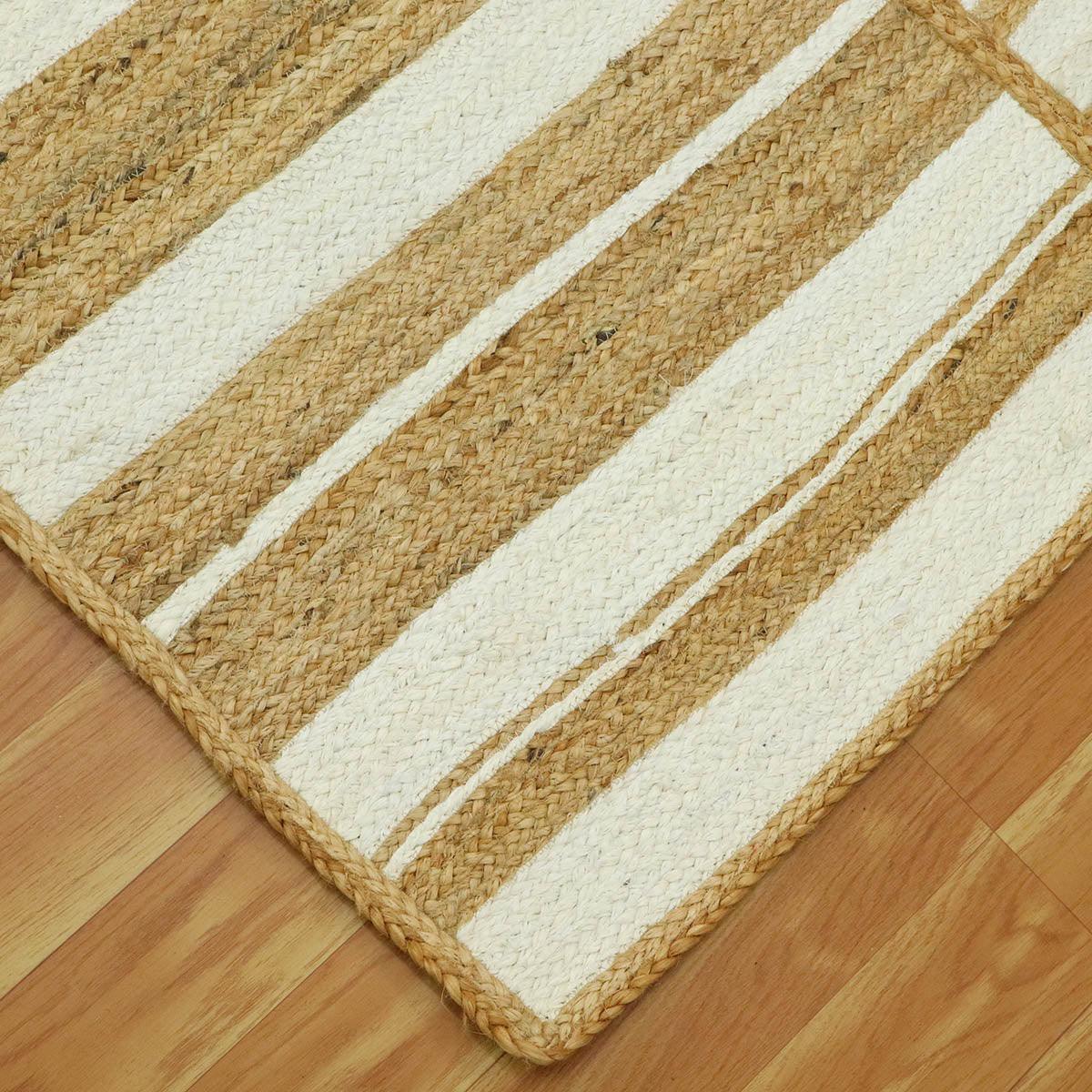 Handmade Hand Braided Jute Striped Modern Area Rug - Indian Rug Store