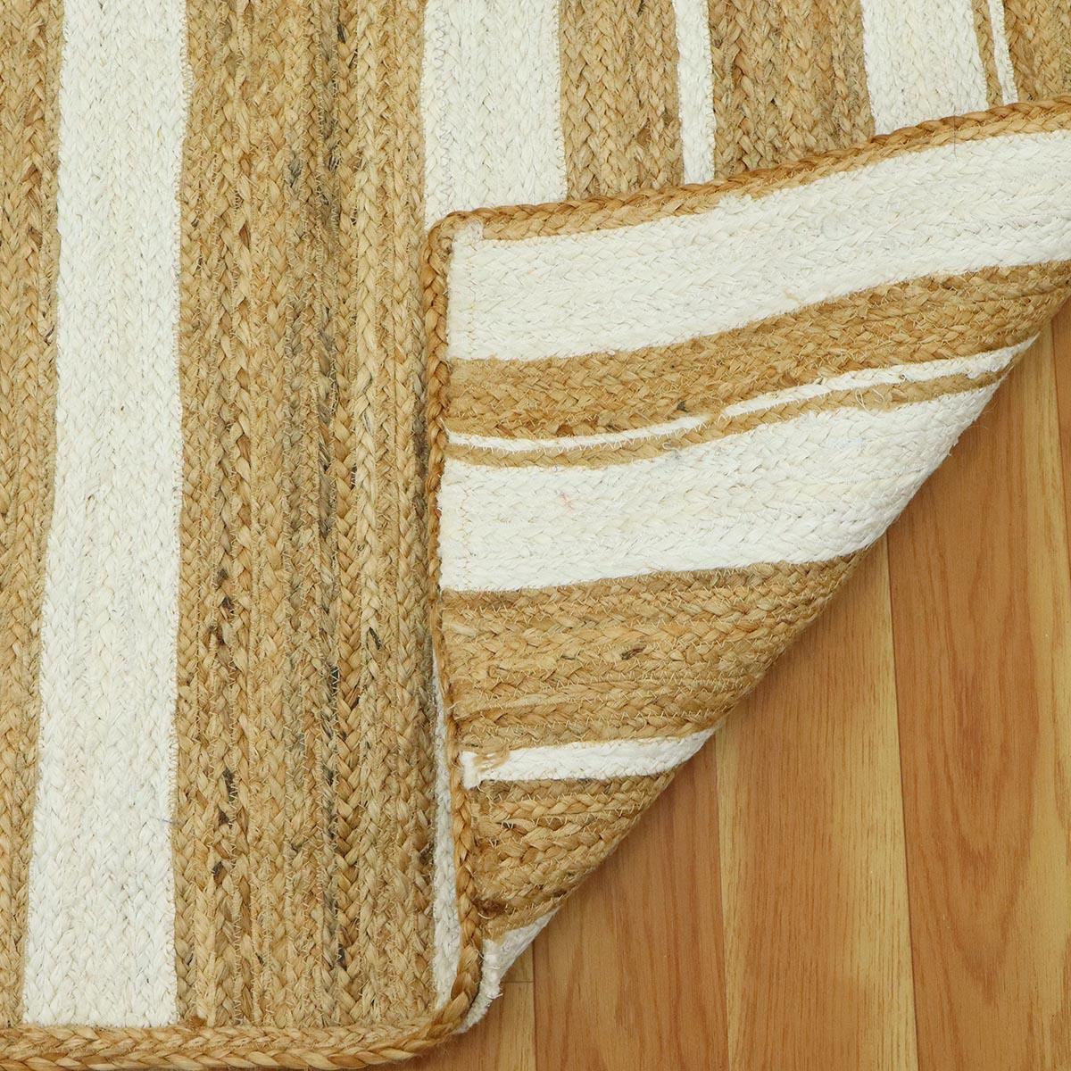 Handmade Hand Braided Jute Striped Modern Area Rug - Indian Rug Store