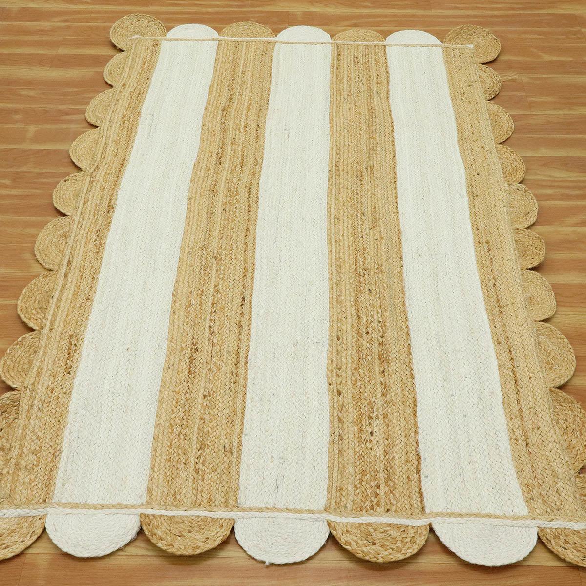 Hand Braided Jute Scalloped Attractive Designer Area Rug - Indian Rug Store