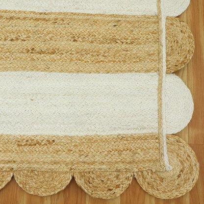 Hand Braided Jute Scalloped Attractive Designer Area Rug - Indian Rug Store