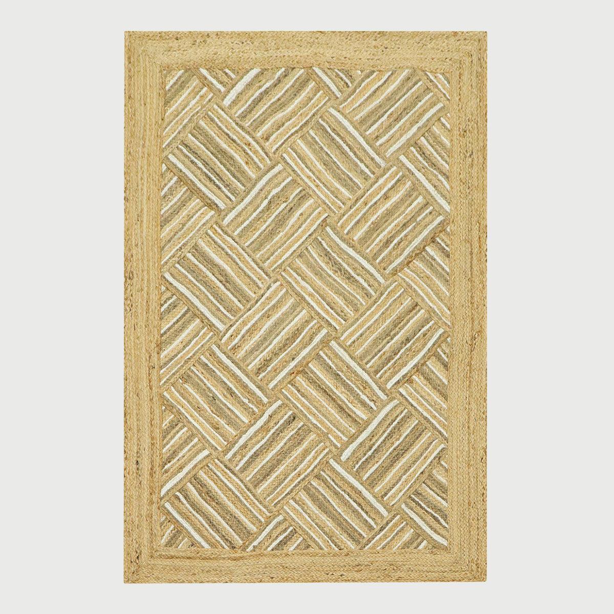 Indian Hand Braided Beige Jute Designer Large Area Rug - Indian Rug Store