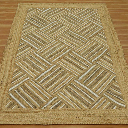 Indian Hand Braided Beige Jute Designer Large Area Rug - Indian Rug Store