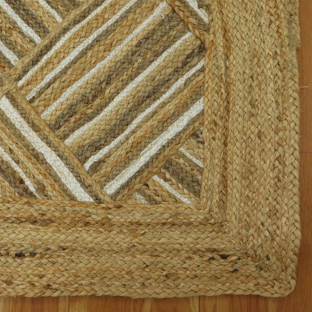 Indian Hand Braided Beige Jute Designer Large Area Rug - Indian Rug Store