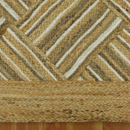 Indian Hand Braided Beige Jute Designer Large Area Rug - Indian Rug Store