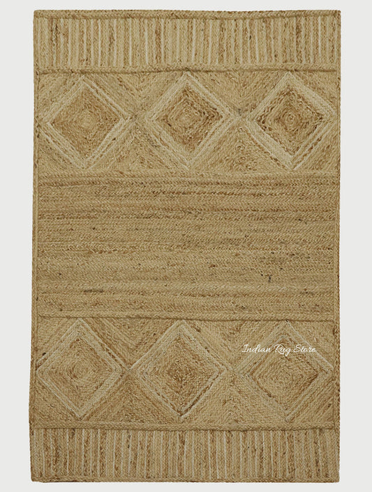 Handmade Hand Braided Beige Jute Attractive Modern Area Rug