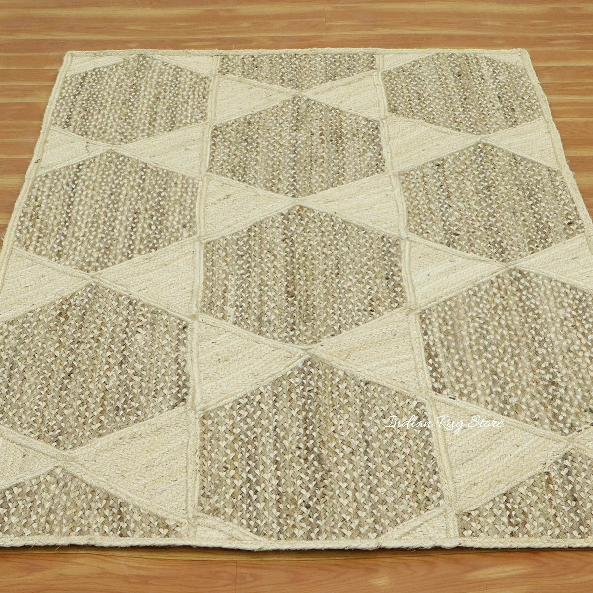 Hand Braided White Beige Jute Home Decor Area Rug