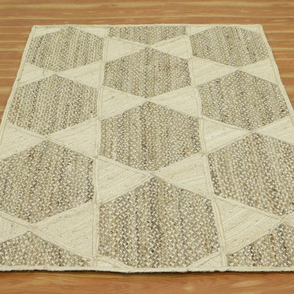 Hand Braided White Beige Jute Home Decor Area Rug - Indian Rug Store