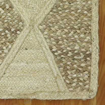 Hand Braided White Beige Jute Home Decor Area Rug