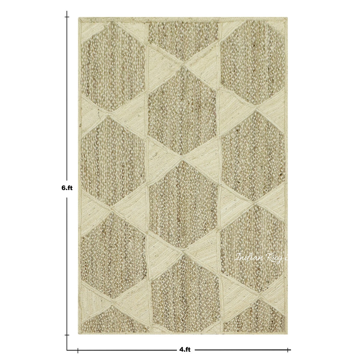 Hand Braided White Beige Jute Home Decor Area Rug