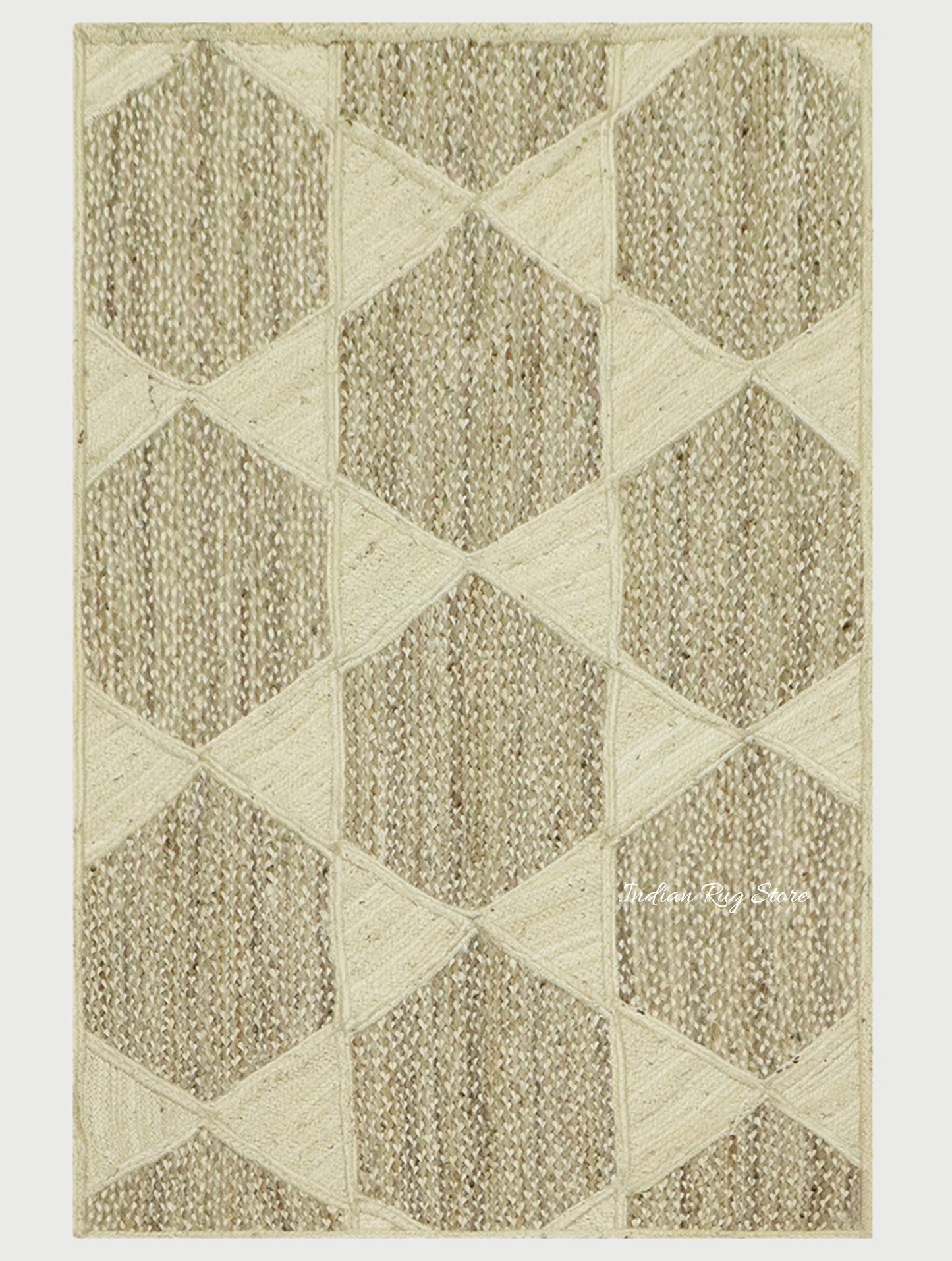 Hand Braided White Beige Jute Home Decor Area Rug