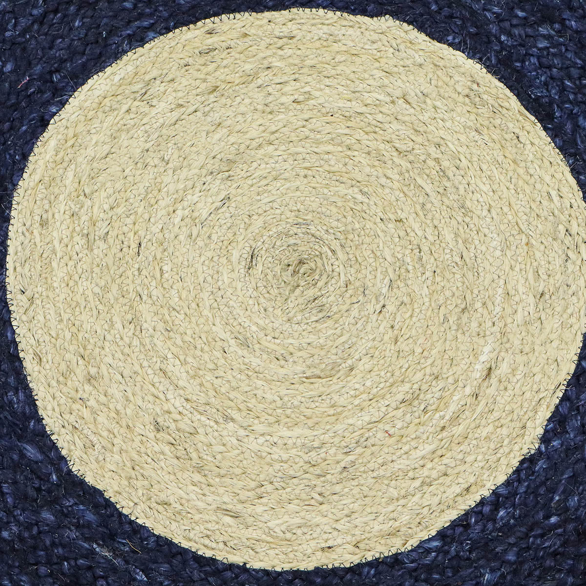 Hand Braided Black Beige Round Flat Weave Jute Rug - Indian Rug Store