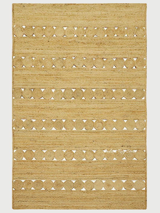 Designer Hand Braided Beige Jute Farm Area Rug