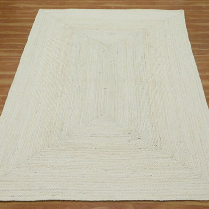 Classic White Hand Braided Natural Fibre Jute Area Rug - Indian Rug Store