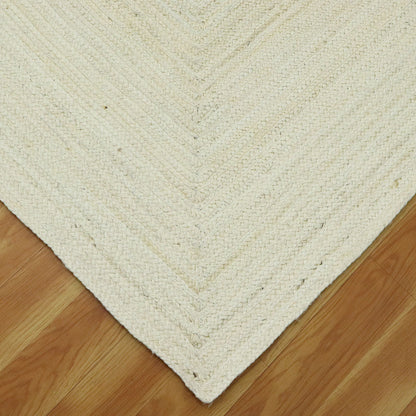 Classic White Hand Braided Natural Fibre Jute Area Rug - Indian Rug Store