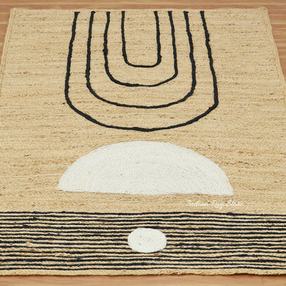 Indian Handmade Beige Jute Designer Modern Area Rug