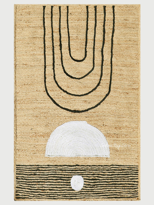 Indian Handmade Beige Jute Designer Modern Area Rug